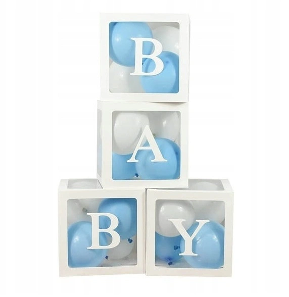 Boxy bílé - nápis BABY / 4 ks