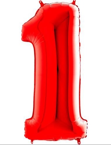 x-02 Číslice 1 - červená 102cm / včetně helia