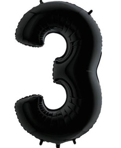 x-06 Číslice 3 černá 102cm / včetně helia