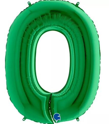 x-07 Číslice 0 zelená 102cm / včetně helia