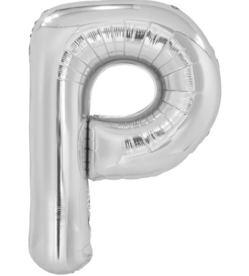 X-32 Písmeno P - stříbrné, 100cm / včetně helia