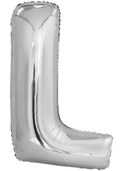 X-34 Písmeno L stříbrné 100cm / včetně helia