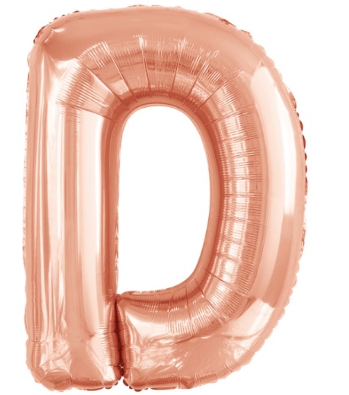X-36 Písmeno D Rose gold 100cm / včetně helia