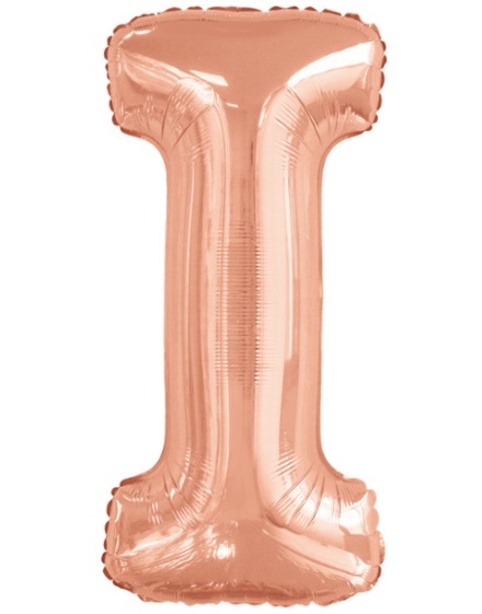 X-37 Písmeno I Rose gold 100cm / včetně helia
