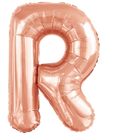 X-38 Písmeno R Rose gold 100cm / včetně helia