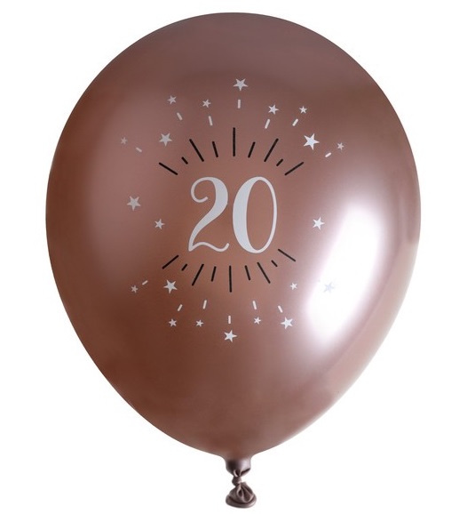 X-40 Balonky s číslem 20 rose gold 6ks / včetně helia