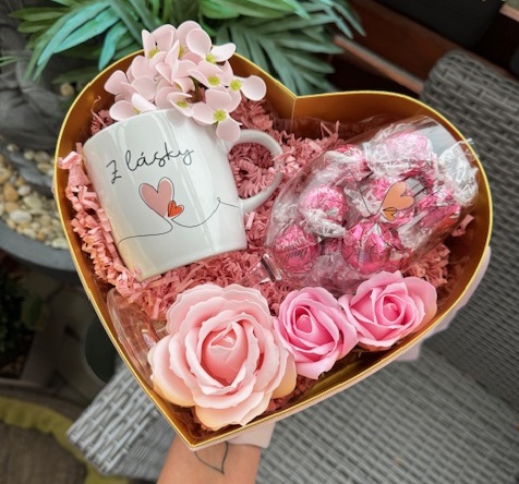 Love box - ❤ / hrníček + sklenička / pink