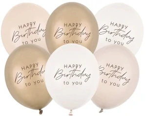 BAL 91 - Balonky Happy Birthday – béžový mix, 6 ks / 30 cm