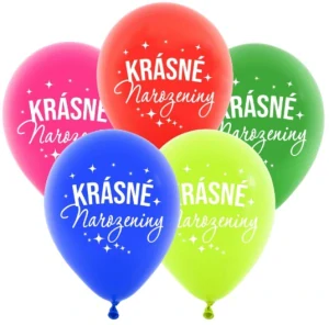 BAL 98 - Latexové balonky Krásné narozeniny, mix barev - 5 ks