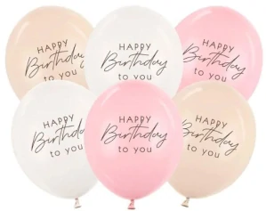 BAL 102 - Balonky Happy Birthday – růžový mix, 30 cm, 6 ks
