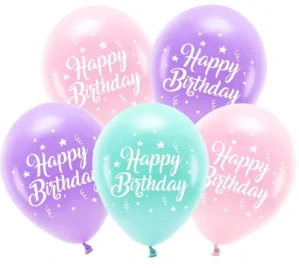 BAL 104 - Latexové balonky macaron Happy Birthday 26 cm - 5 ks