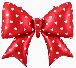 POST 334 - Foliový balonek mašle se srdíčky červená 98cm