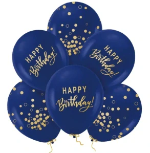 SADA 62 Latexové balonky Happy Birthday - Royal blue 6 ks