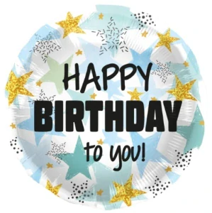 HAP 135 Foliový balonek Happy Birthday hvězdy 45 cm