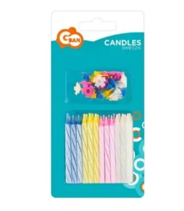 Dortové svíčky s držátky 24 ks, 4 barvy - 6 cm