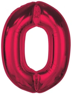 Číslice "0" červená rubín 92cm fóliový balónek