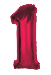 Číslice "1" červená rubín 92cm fóliový balónek