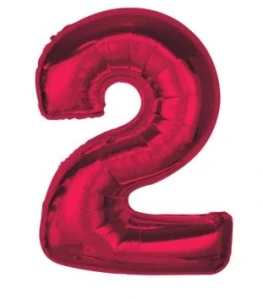 Číslice "2" červená rubín 92cm fóliový balónek