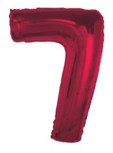 Číslice "7" červená rubín 92cm fóliový balónek