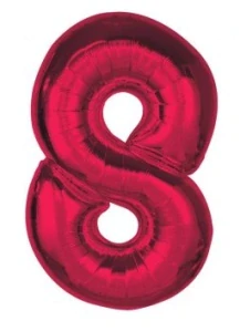 Číslice "8" červená rubín 92cm fóliový balónek
