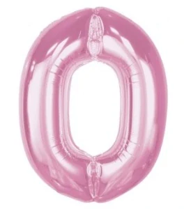 Číslice "0" světle růžová 92cm fóliový balónek