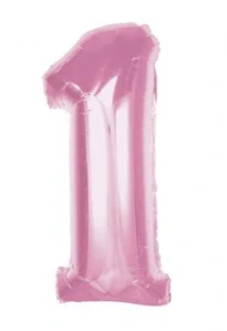 Číslice "1" světle růžová 92cm fóliový balónek
