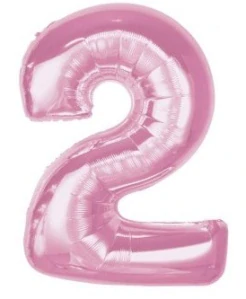 Číslice "2" světle růžová 92cm fóliový balónek