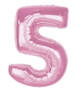 Číslice "5" světle růžová 92cm fóliový balónek