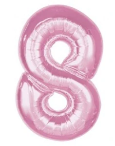 Číslice "8" světle růžová 92cm fóliový balónek