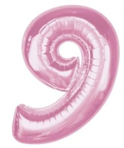 Číslice "9" světle růžová 92cm fóliový balónek