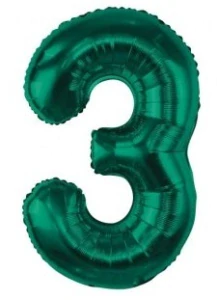 Číslice "3" smaragdová (85cm) - fóliový balónek