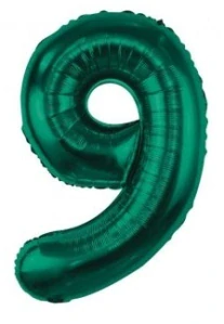 Číslice "9" smaragdová (85cm) - fóliový balónek