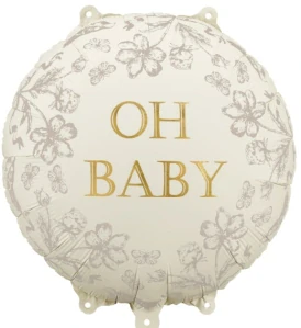 MIMI 30 Foliový balonek Kruh béžový Oh Baby, 45 cm