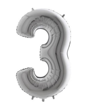xČíslice 3 - silver 80 cm nelétá