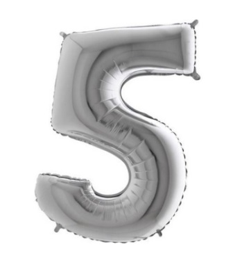 xČíslice 5 - silver 80 cm nelétá
