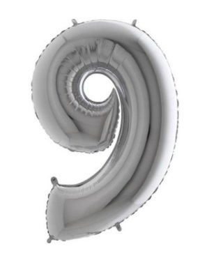 xČíslice 9 - silver 80 cm nelétá