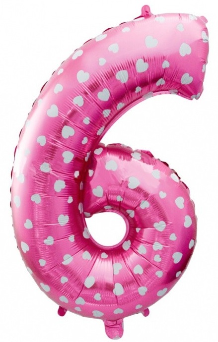 xČíslice 6 - růžová s potiskem 78 cm nelétá