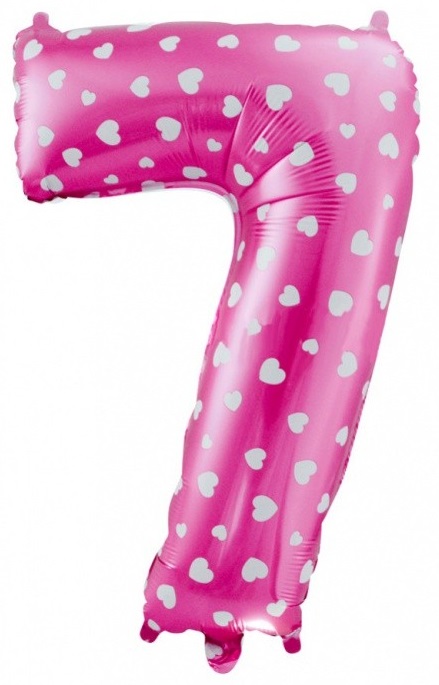 xČíslice 7 - růžová s potiskem 74 cm / nelétá !
