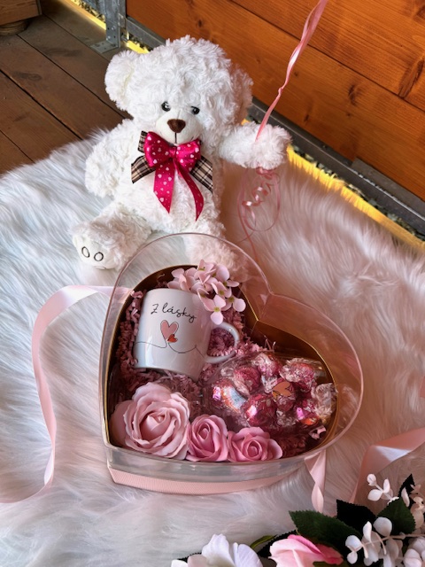 Love box - ❤ / hrníček + sklenička / pink