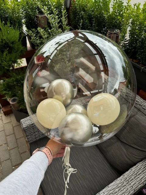 Průhledná bublina plněná mini balónky - cca 50cm