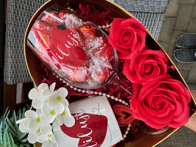 Love box - ❤ / hrníček + sklenička / red