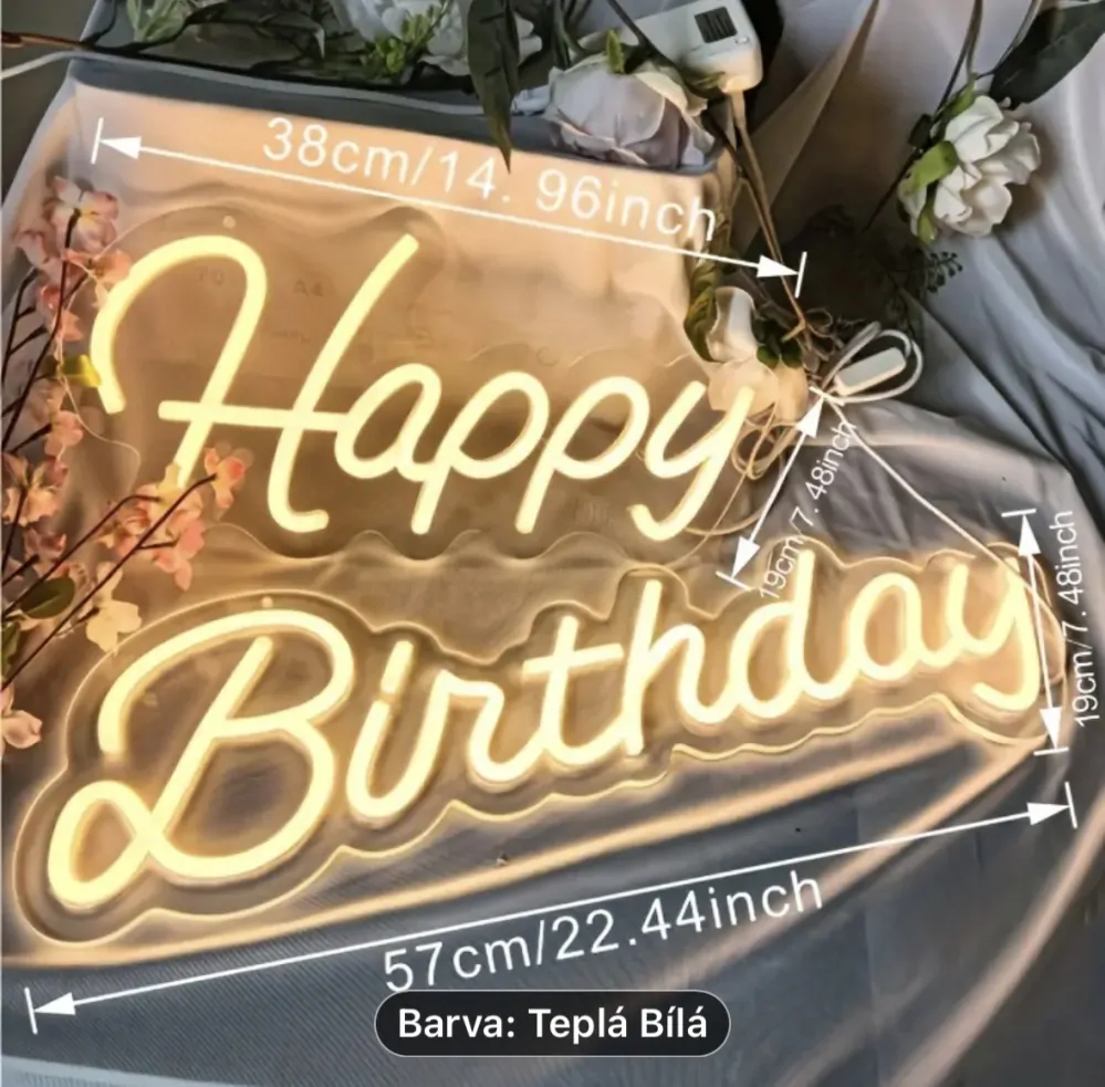 LED nápis HAPPY BIRTHDAY