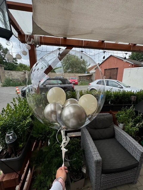 Průhledná bublina plněná mini balónky - cca 50cm