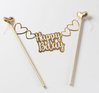 Dekorace na dort 02 - zlatá / srdce